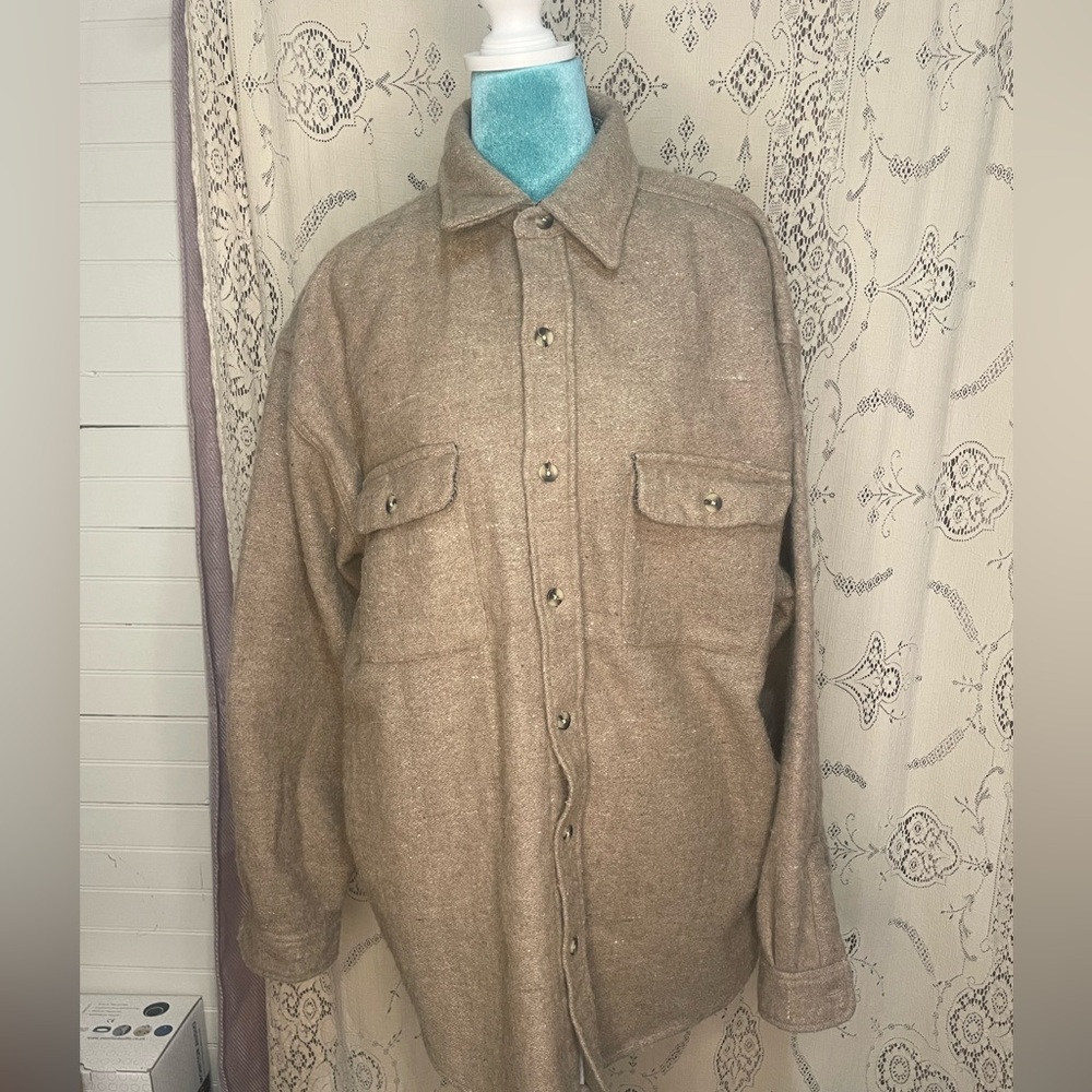 Navy blue: wool blend button down - Picture 2 of 5